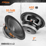 8MB450-4 v2 PRV 8″ Midbass Car Speaker PRO Audio 450 Watts / 4 Ohm PRV