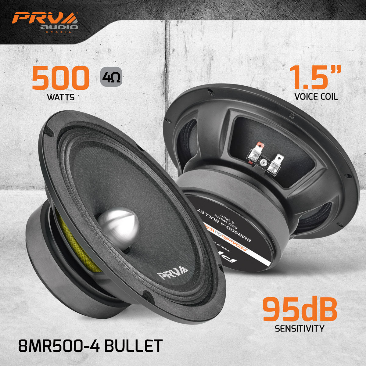 PRV Audio 8MR500-4 Bullet 8in Midrange Loudspeaker 4 Ohm