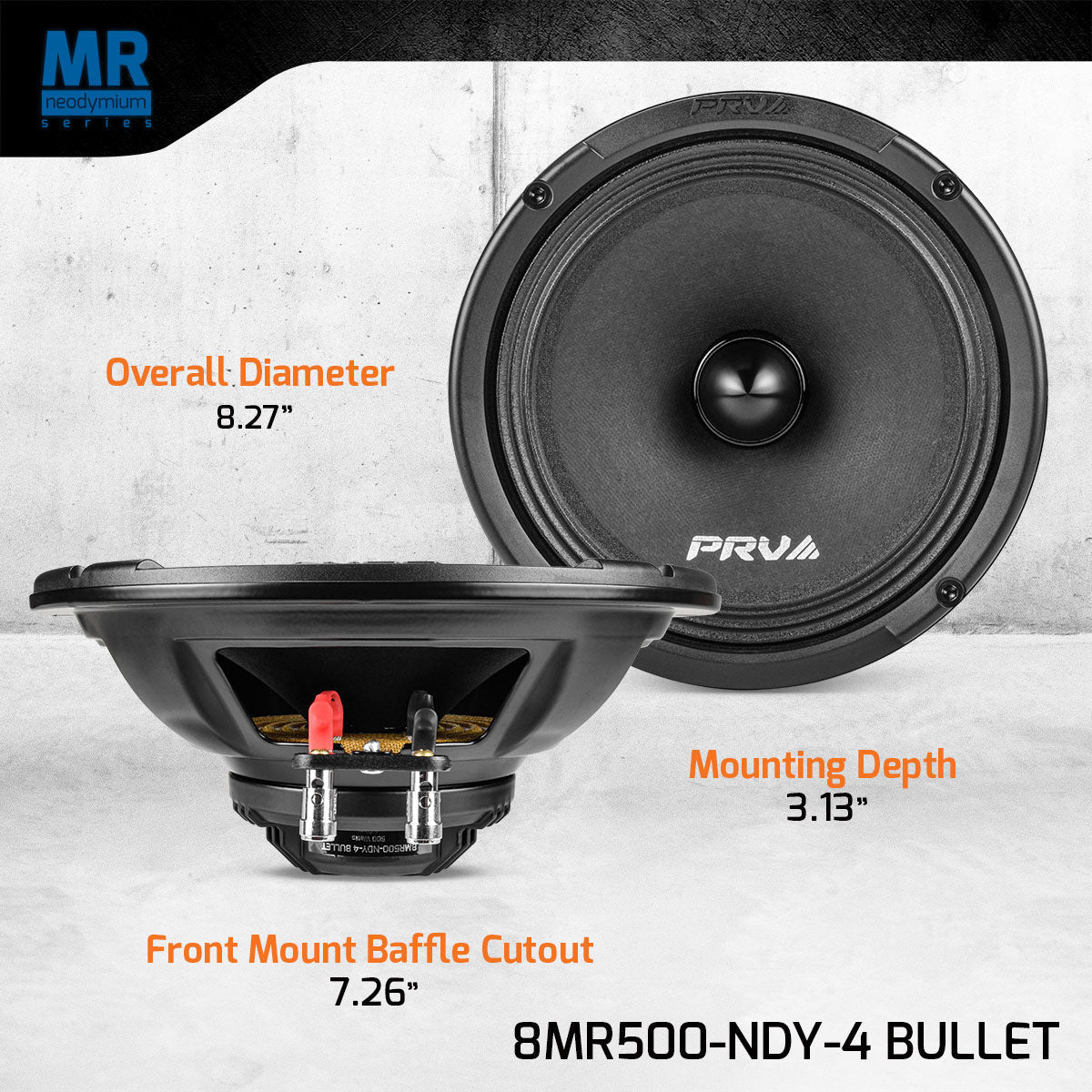 PRV Audio 8MR500-NDY-4 | 8" 500W RMS Neodymium Midrange Speaker w/ Bullet (Single) PRV Audio