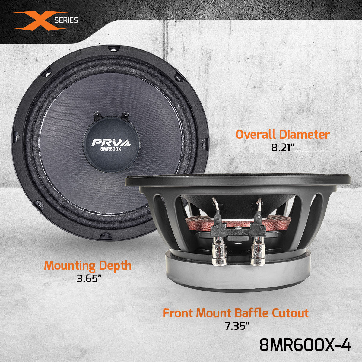 PRV Audio 8MR600X-4 8in Midrange Loudspeaker 600W 4 Ohm Ferrite