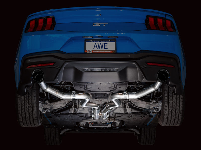 Échappement Catback AWE 2024 Ford Mustang GT Fastback S650 RWD Track Edition avec embouts noirs à double diamant