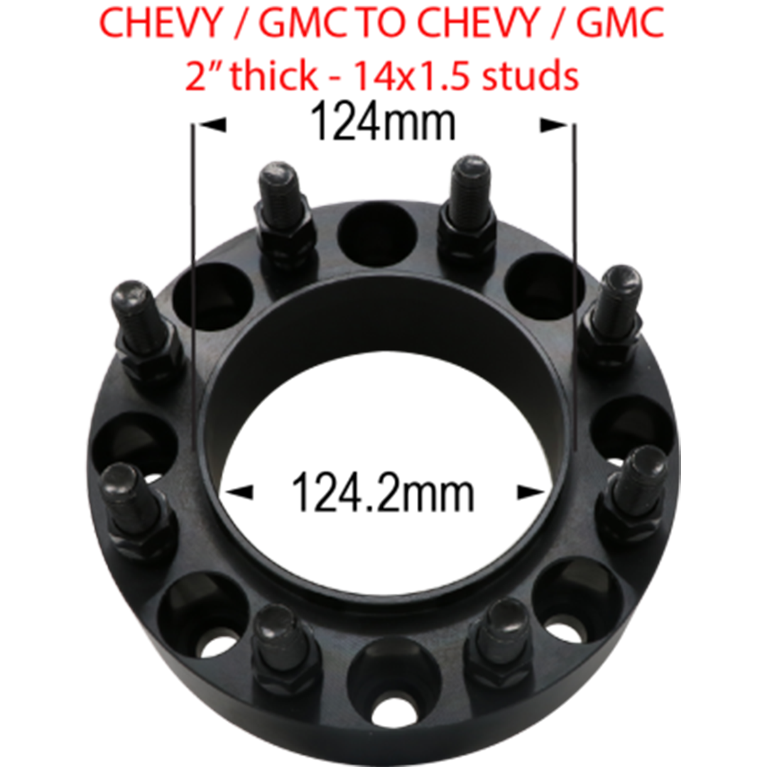 8 x 180mm to 8 x 180mm - Hub and Wheel Centric 2" (Chevy/GMC) Far From Stock - CWA