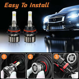9004 HB1 LED Headlight Bulbs 18W 6000LM 6000K | 2 Bulbs for Acura/Buick/Cadillac/Chevrolet/