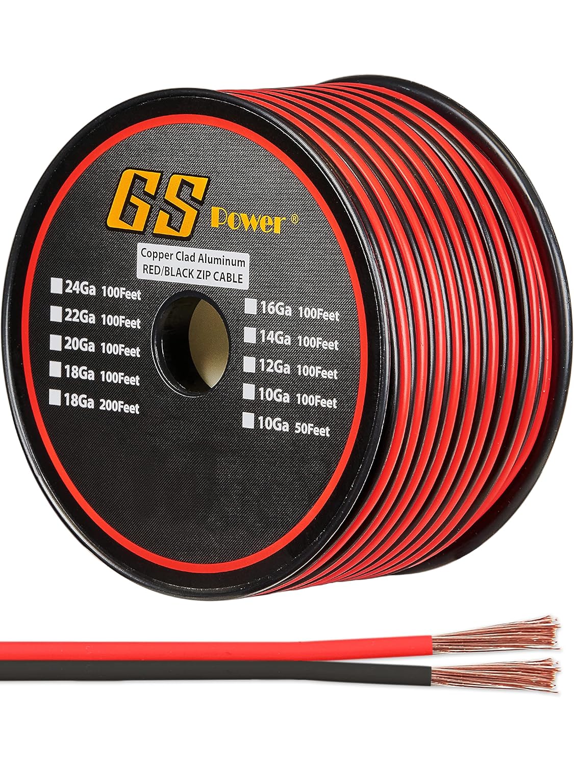 GS Power 12 Gauge 100ft Red/Black CCA Wire Roll TekShack