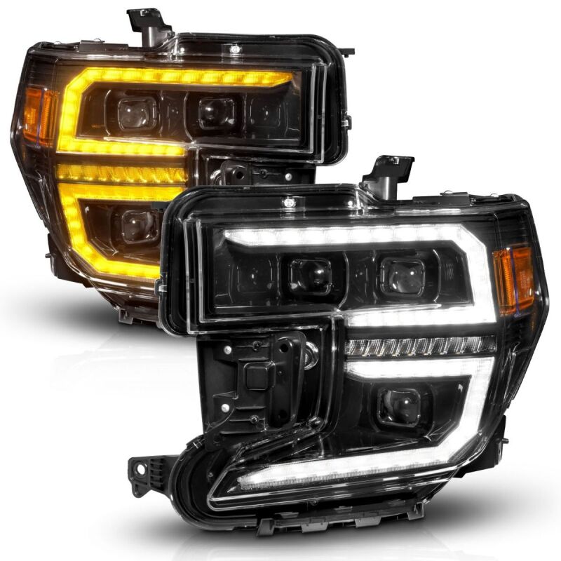 Phare de projecteur à LED Anzo 19-21 GMC Sierra 1500 avec commutateur arrière + séquentiel - Noir