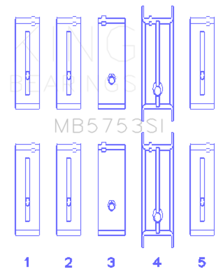 King Engine Bearings ChevrolET/Isuzu Ohv Ln2 Fl O/S 010 (taille +0,50 mm) Ensemble de roulements principaux