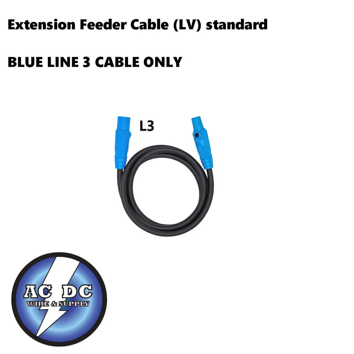 Extension Feeder Stage and lighting Cable 5 ft 4/0 L3 BLUE (LV) standard 405A ACDCWIREANDSUPPLY