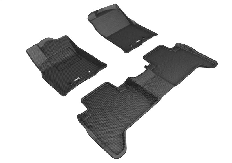 Tapis de sol 3D MAXpider pour Toyota Tacoma Double Cab Kagu 2018-2020, 1re et 2e rangées - Noir