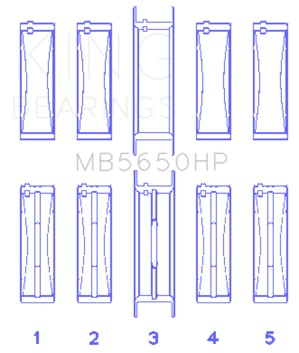 King Ford 370/429/460 16V OHV (Size .001) Crankshaft Main Bearing Set