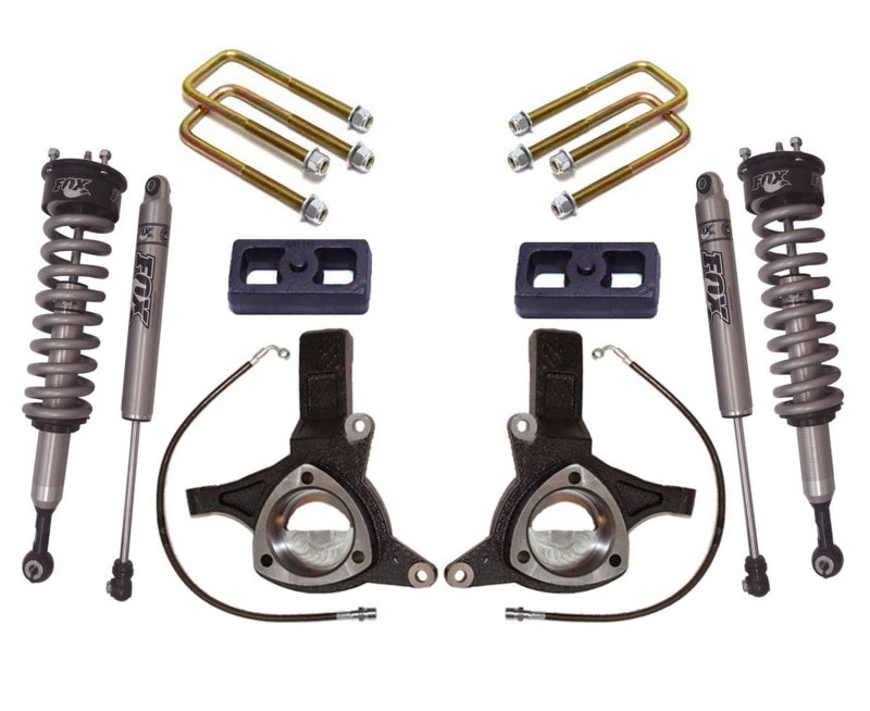 MaxTrac 07-16 GM C1500 2WD avec suspension en acier moulé. Kit de levage de broche 6 po/3 po avec amortisseurs FOX