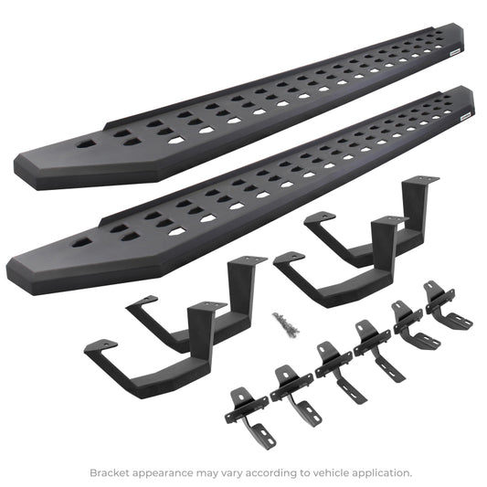 Go Rhino 2022 Toyota Tundra DC 4dr Kit w/RB20 Running Board + Brkts + 4 RB20 Drop Steps - Tex. Blk