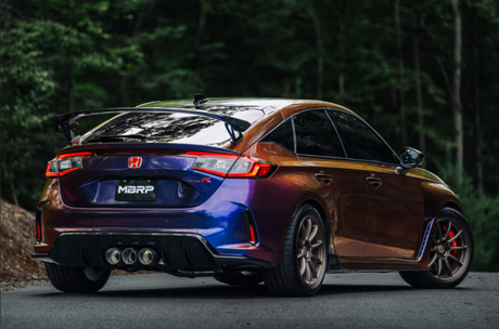 Échappement arrière de catalyseur MBRP 23-24 Honda Civic Type R 2.0L T304 SS 3 pouces Triple sortie centrale avec embouts brûlés