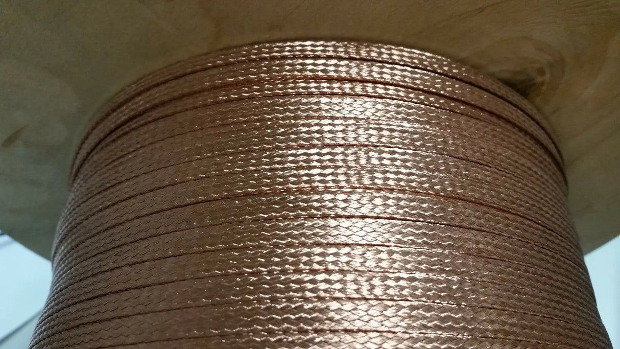 200 Ft' Flat Braided BARE PURE Copper Wire 1/4" Wide Ground Strap USA ACDC