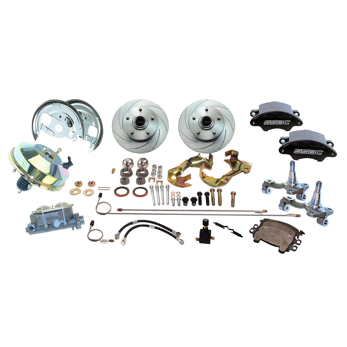 American Made Super Twin HD 2-Piston Billet Aluminum Front Drum to Disc Brake Conversion Kit W/Rotors. Black A123-ABK