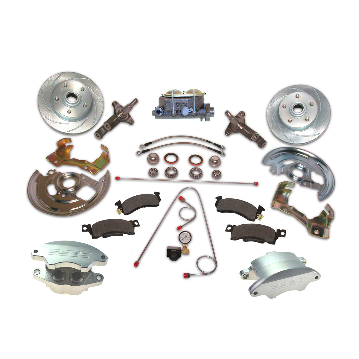 American Made Super Twin HD 2-Piston Billet Aluminum Front Drum to Disc Brake Conversion Kit W/Rotors. Clear A123-A