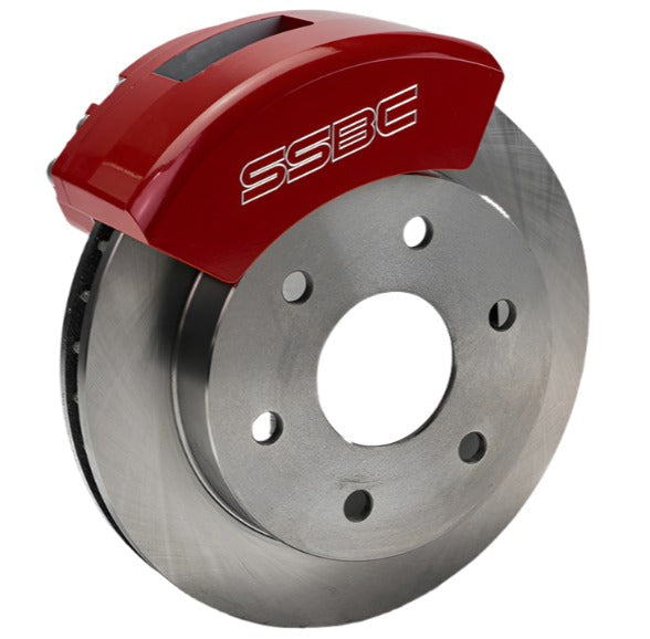American Made Tri-Power 3-Piston Billet Aluminum Rear Drum to Disc Brake Conversion Kit W/Rotors. Red A126-3R