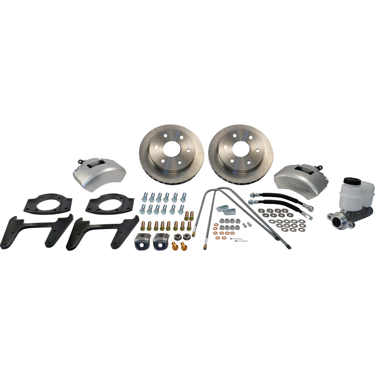American Made Tri-Power 3-Piston Billet Aluminum Rear Drum to Disc Brake Conversion Kit W/Rotors. Clear A126-3