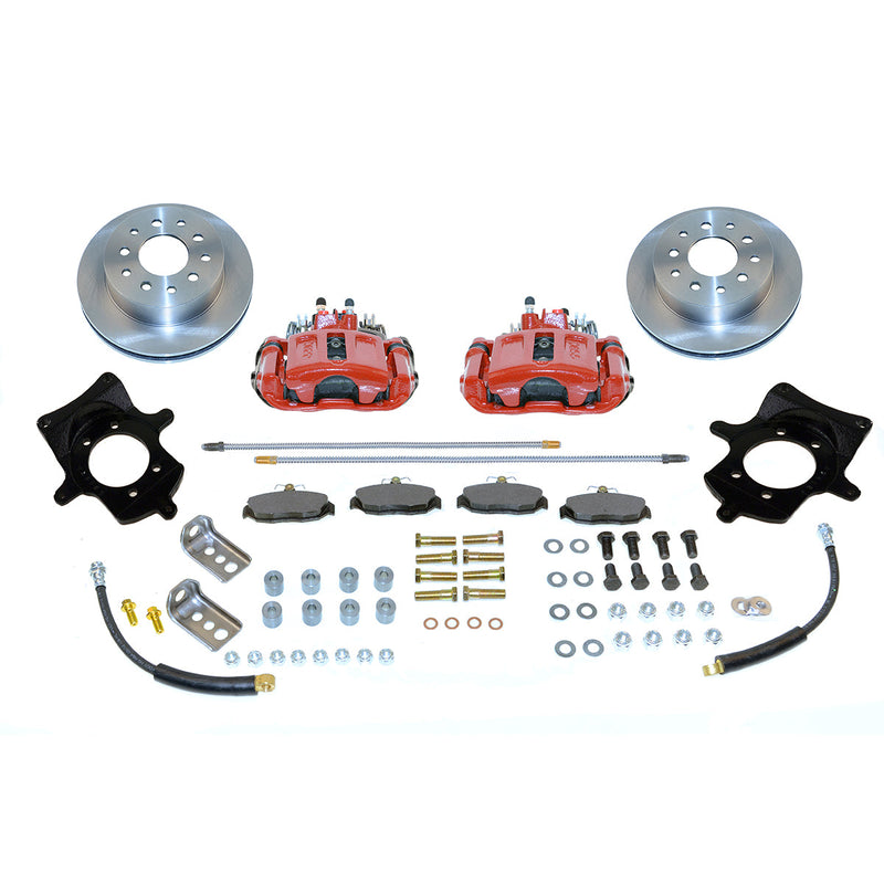 New Direct Fit Drum to Disc Brake Rear Conversion Kit W/Rotors. Red A128-6R