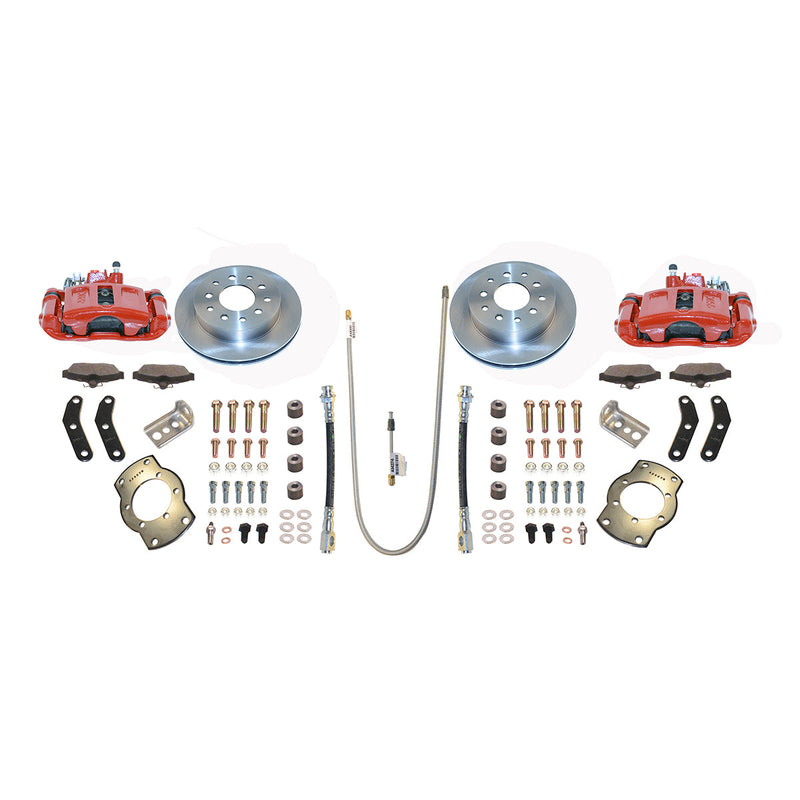 New Direct Fit Rear Drum to Disc Brake Conversion Kit W/Rotors. Red A136R