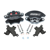American Made Super Twin "Quick Change" 2-Piston Billet Aluminum Front Caliper Upgrade Kit W/Performance Pads. Black Part#  A185-1BK