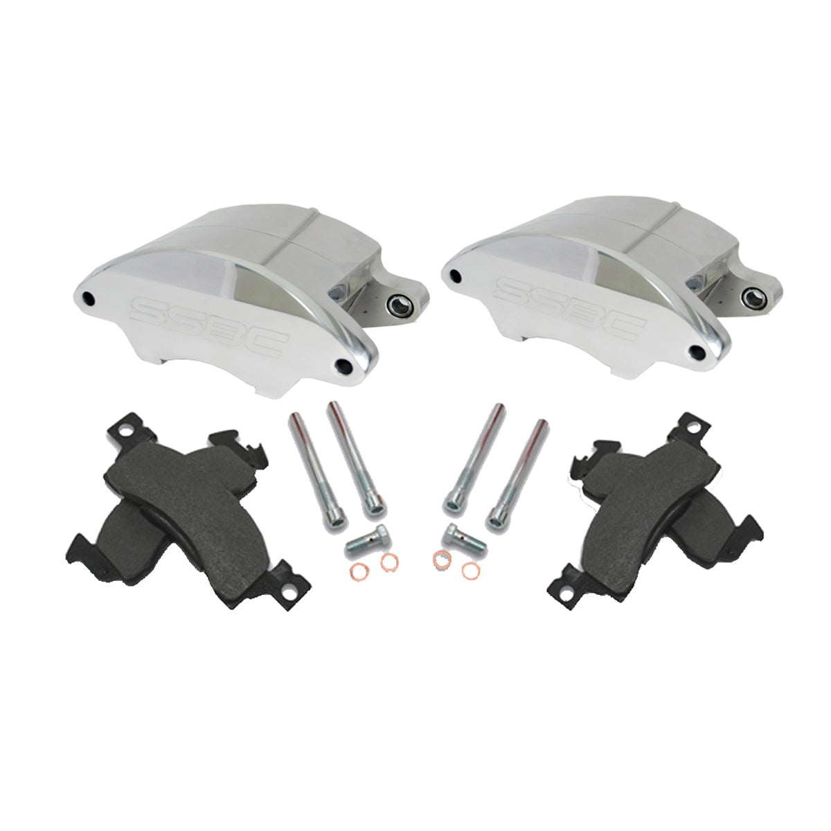 American Made Super Twin Quick Change 2-Piston Billet Aluminum Front Caliper Upgrade Kit W/Performance Pads. Clear   Part#  A185-1