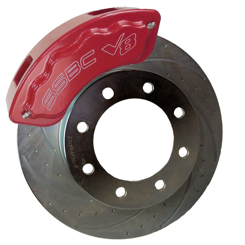 American Made V8-Barbarian 8-Piston Direct Fit Billet Aluminum Rear Caliper Upgrade Kit. Red A193-10R