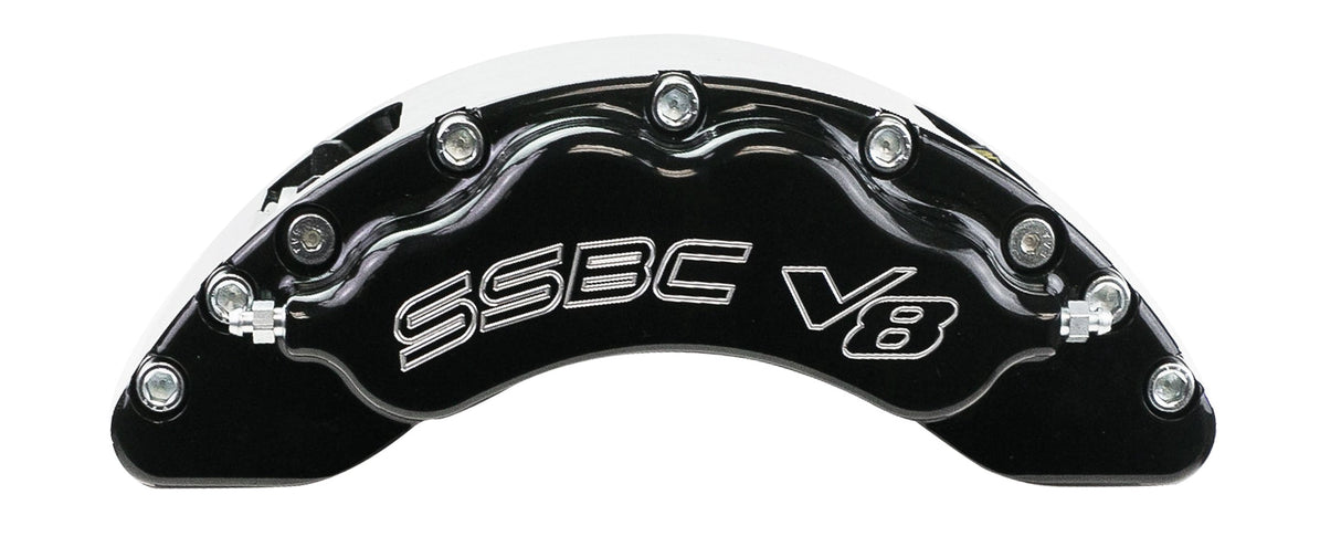 American Made V8-Barbarian 8-Piston Direct Fit Billet Aluminum Front Caliper Upgrade Kit. Black A193-1BK