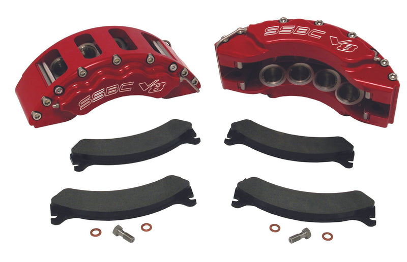 American Made V8-Barbarian 8-Piston Direct Fit Billet Aluminum Front Disc Brake Kit W/DS Rotors. Red A193-1R-DS