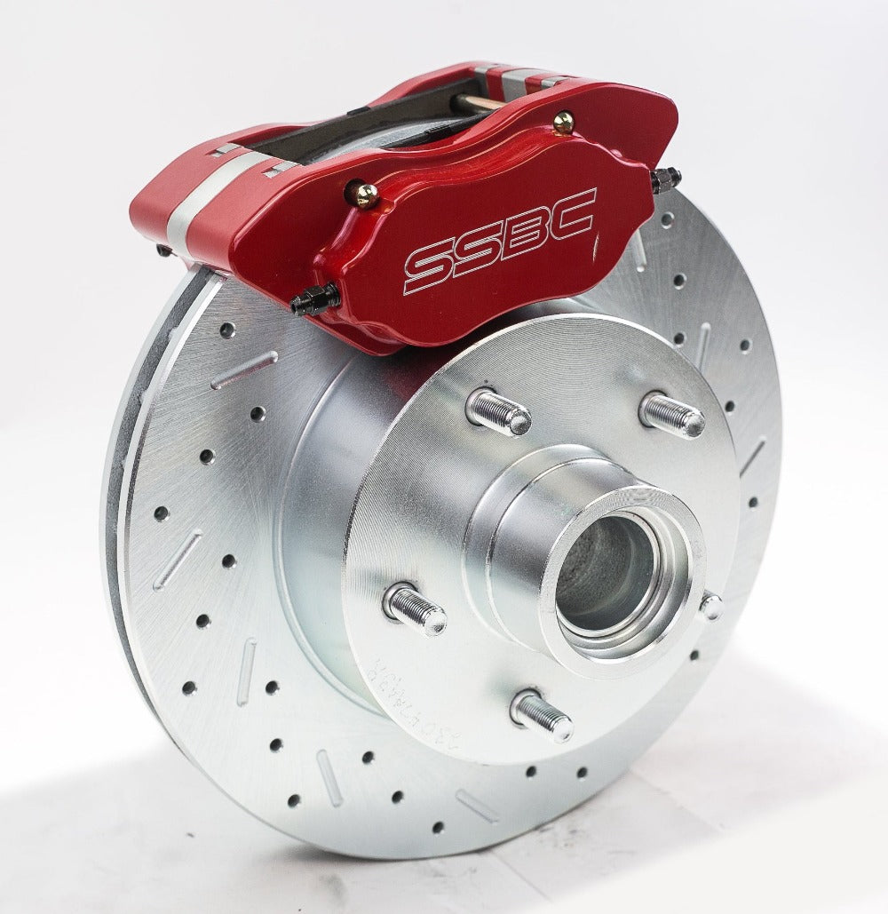 American Made Comp S 4-Piston Billet Aluminum Quick Change Front Caliper Upgrade Kit. Red A199-1R