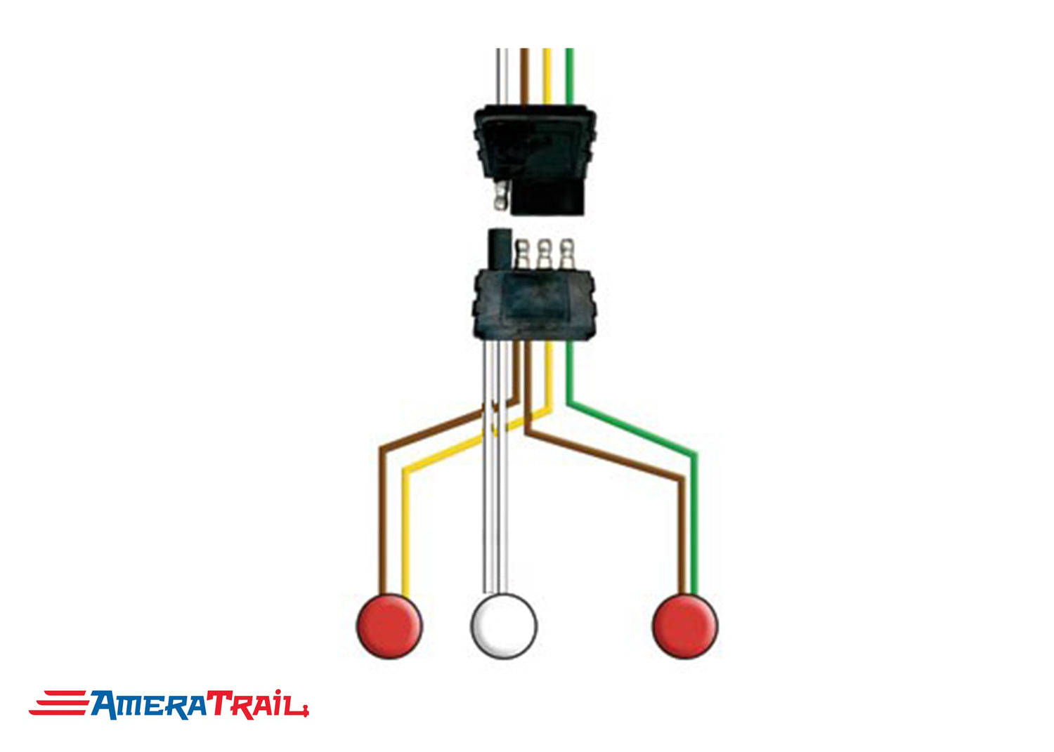 4 Way Trailer Harness w/ 40' Lead, DUAL GROUND -Optronics