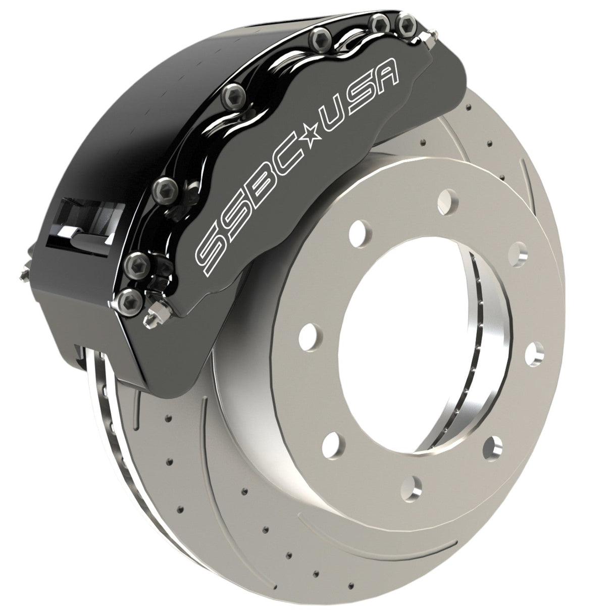 American Made B8-Barbarian 8 Piston Billet Aluminum Direct Fit Rear Caliper Disc Brake Kit W/DS Rotors. Black