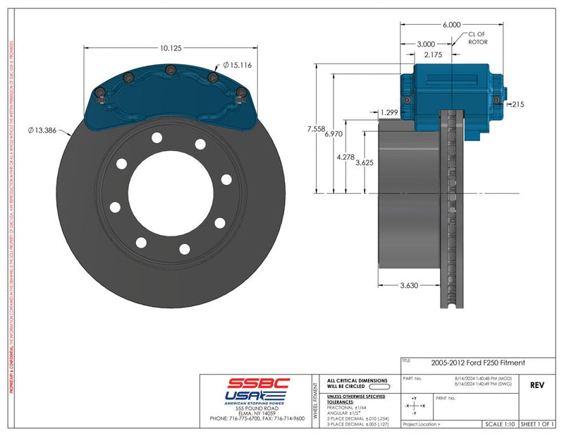 American Made B8-Barbarian 8 Piston Billet Aluminum Direct Fit Rear Caliper Disc Brake Kit W/DS Rotors. Red
