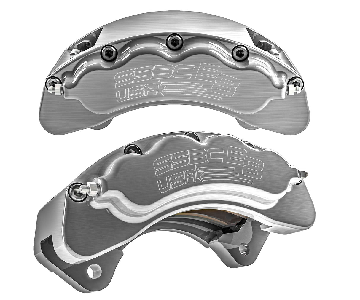 American Made B8-Brawler 8 Piston Direct Fit Front Caliper Upgrade Kit. Clear A414-20