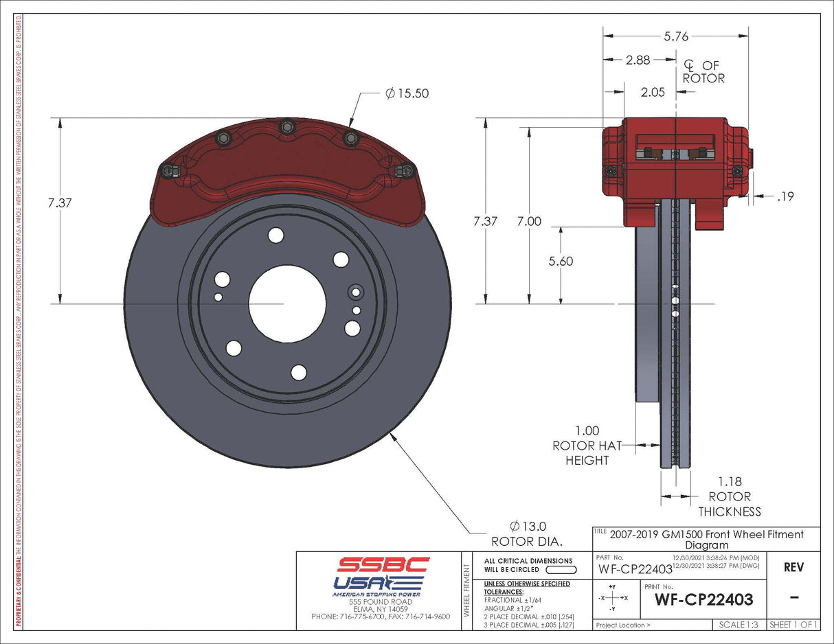 American Made B8-Brawler 8 Piston Direct Fit Front Caliper Disc Brake Kit W/DS Rotors. Red A414-30R -DS