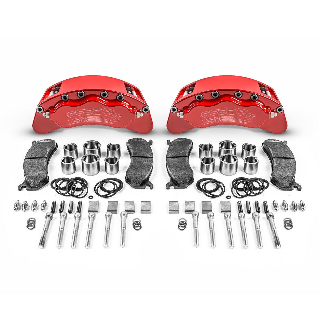 American Made B6-Brawler Direct Fit Billet Aluminum Rear Caliper Upgrade Kit. Red A414-31R