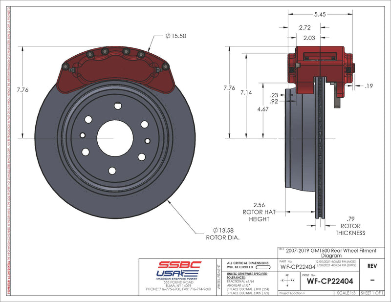 American Made B6-Brawler 6 Piston Direct Fit Billet Aluminum Rear Disc Brake Kit W/DS Rotors. Clear A414-31-DS