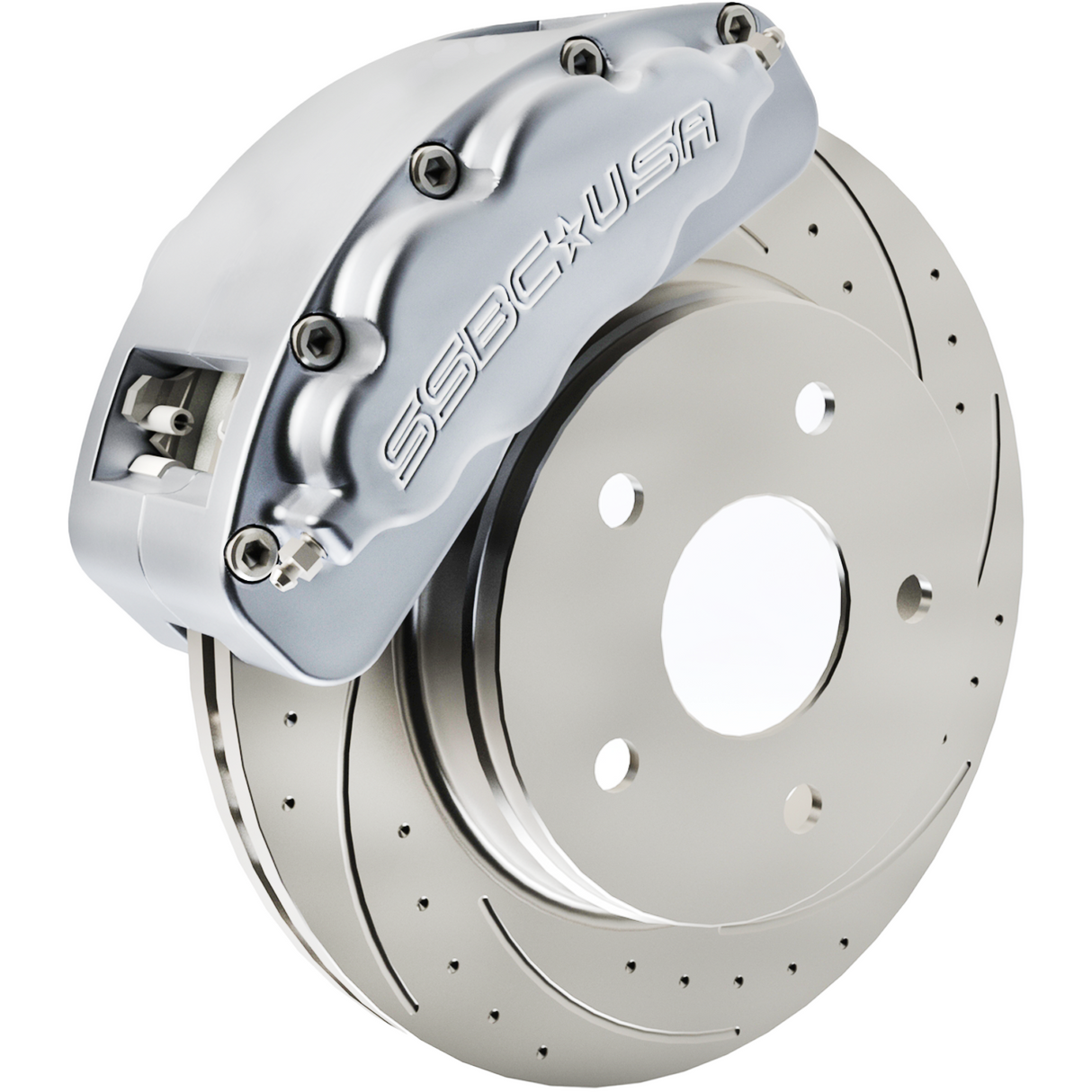 American Made B8-Brawler LT Direct Fit 8-Piston Billet Aluminum Front Caliper Disc Brake Kit w/DS Rotors. Clear A415-10-DS