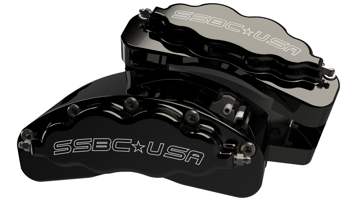 American Made B8-Brawler LT Direct Fit 8-Piston Billet Aluminum Front Caliper Disc Brake Kit w/DS Rotors. Black A415-10BLK-DS