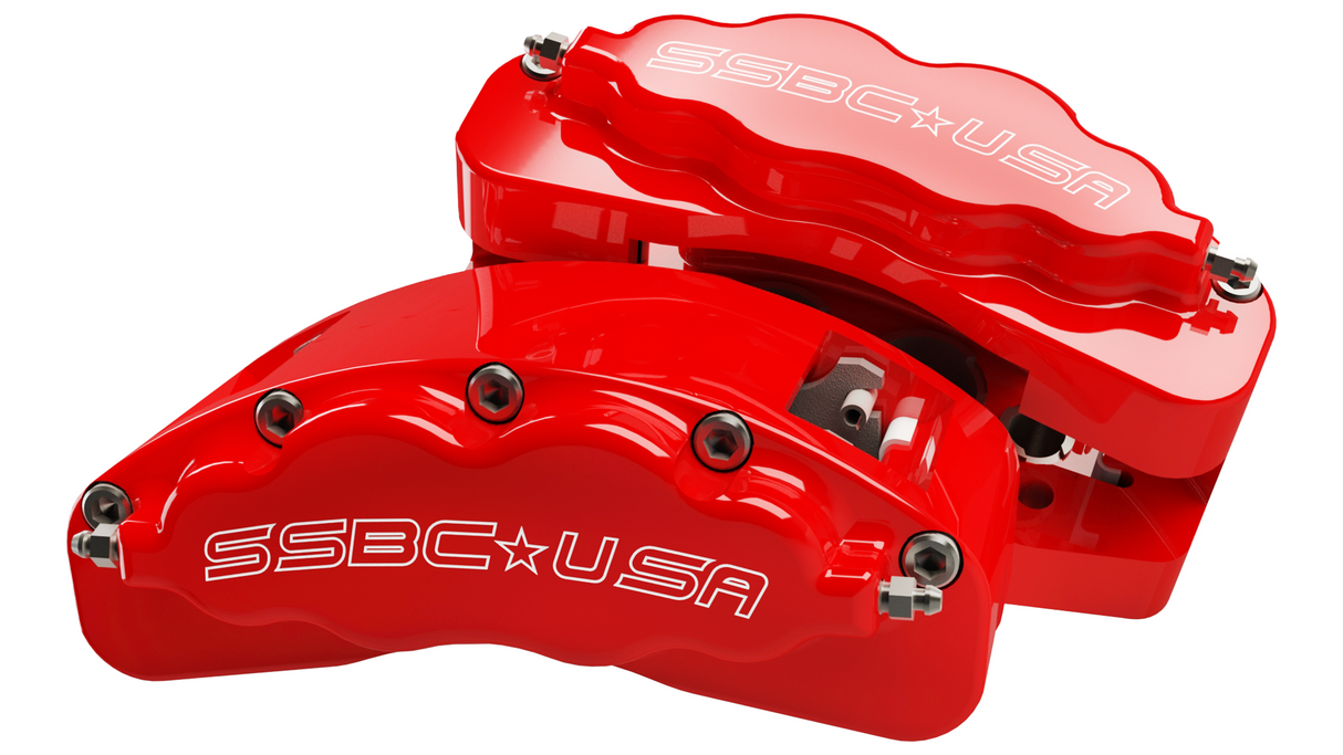 American Made B8-Brawler LT Direct Fit 8-Piston Billet Aluminum Front Caliper Disc Brake Kit w/DS Rotors. Red A415-10R-DS