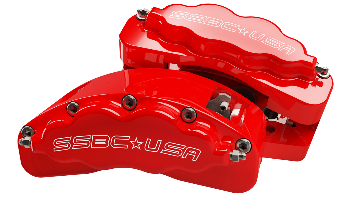 American Made B8-Brawler LT Direct Fit 8-Piston Billet Aluminum Front Caliper Upgrade Kit. Red A415-10R