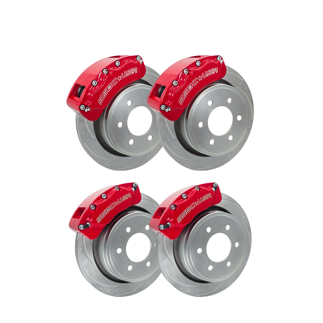 American Made 4 Wheel Brawler LT Direct Fit Billet Aluminum Big Brake Bundle. Red A415-2021R-BBB