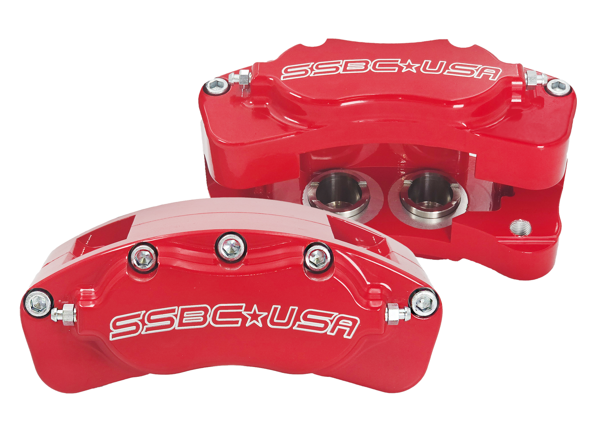 American Made B4-Brawler LT Direct Fit 4-Piston Billet Aluminum Rear Caliper Disc Brake Kit W/DS Rotors. Red A415-21R-DS