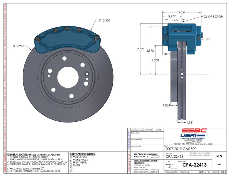American Made B6-Brawler LT Direct Fit 6-Piston Billet Aluminum Front Caliper Upgrade Kit. Clear A415-30