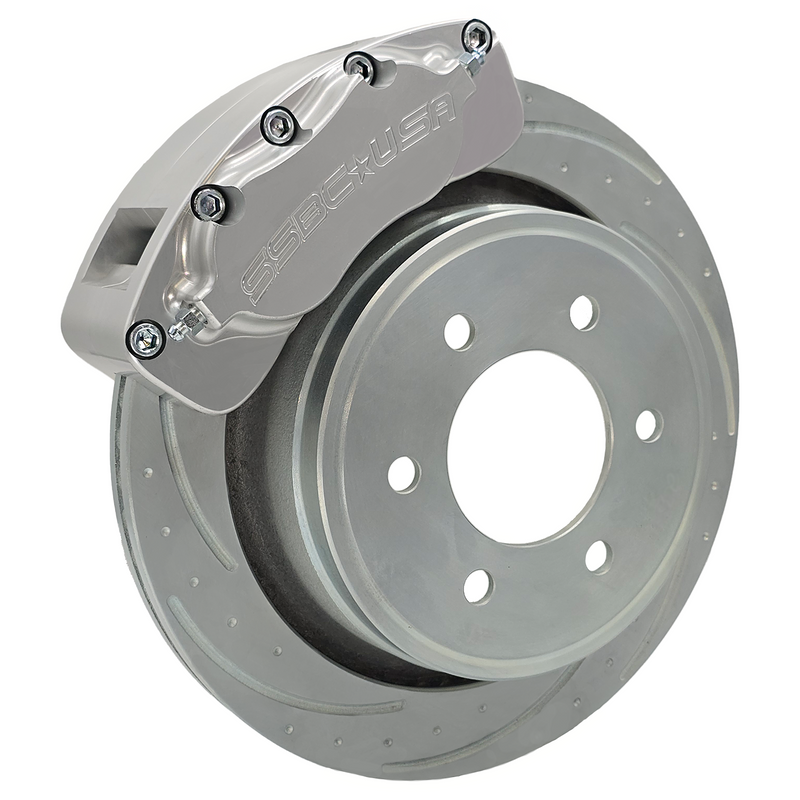 American Made B4-Brawler LT Direct Fit 4-Piston Billet Aluminum Rear Caliper Disc Brake Kit w/DS Rotors. Clear A415-31-DS