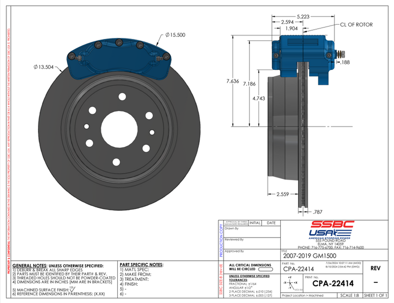 American Made B4-Brawler LT Direct Fit 4-Piston Billet Aluminum Rear Caliper Disc Brake Kit w/DS Rotors. Clear A415-31-DS