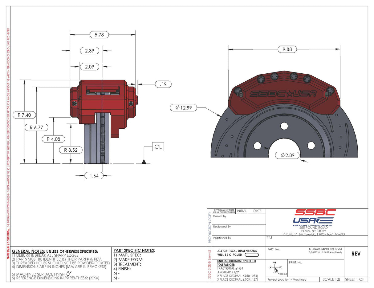 American Made M6-Moab 6-Piston Billet Aluminum Front Caliper Upgrade Kit. Red A434-10R