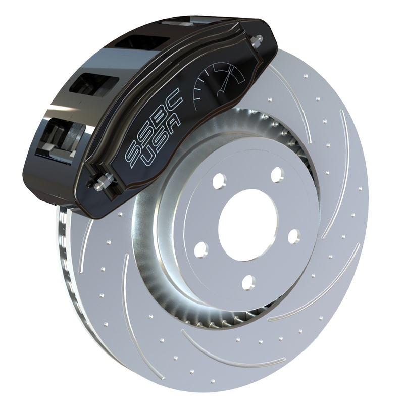 American Made R6-Redline 6 Piston Billet Aluminum Direct Fit Front Disc Brake Kit W/DS Rotors. Black A550-20BLK-DS