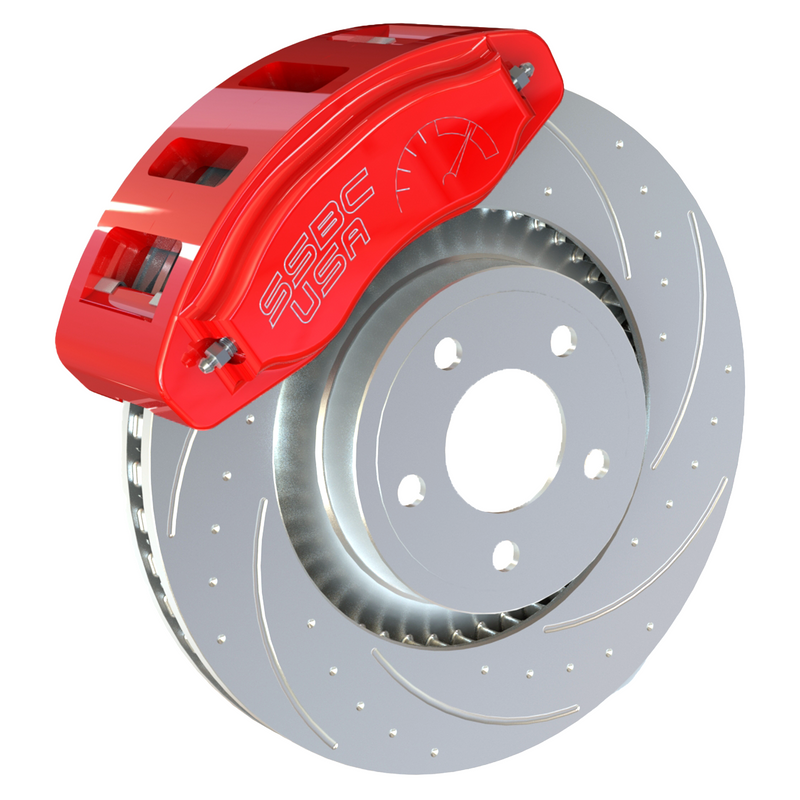 American Made R6-Redline 6 Piston Billet Aluminum Direct Fit Front Disc Brake Kit W/DS Rotors. Red A551-20R-DS