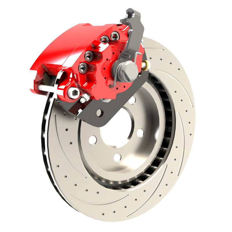 American Made R1-Redline Billet Aluminum Direct Fit Rear Disc Brake Kit W/DS Rotors. Red A551-21R-DS