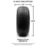 Arisun Cruze Street Golf Cart Tire 205/30-14 DOT (4 Ply)